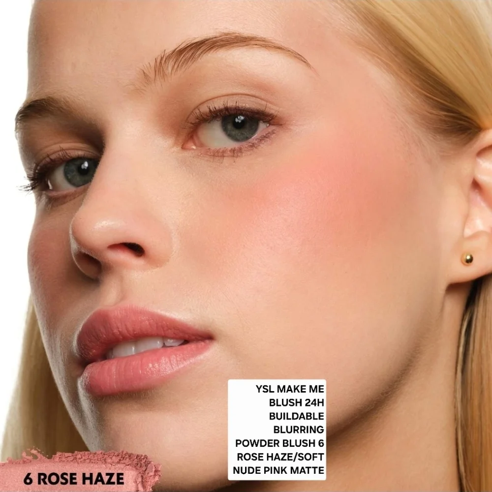 YSL MAKE ME BLUSH 24H BUILDABLE BLURRING POWDER BLUSH 6 ROSE HAZE/SOFT NUDE PINK